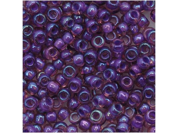TOHO Glass Seed Bead, Size 8, 3mm, Inside-Color Rainbow Rosaline/Opaque Purple-Lined (Tube)
