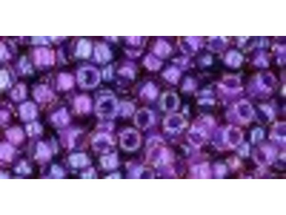 TOHO Glass Seed Bead, Size 8, 3mm, Inside-Color Rainbow Rosaline/Opaque Purple-Lined (Tube)