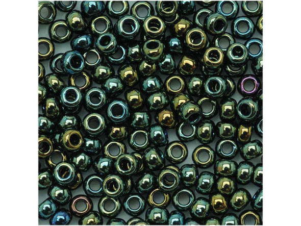 TOHO Glass Seed Bead, Size 8, 3mm, Metallic Iris - Green/Brown (Tube)