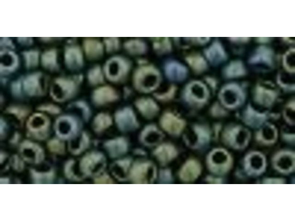 TOHO Glass Seed Bead, Size 8, 3mm, Frosted Metallic Iris - Green/Brown (Tube)