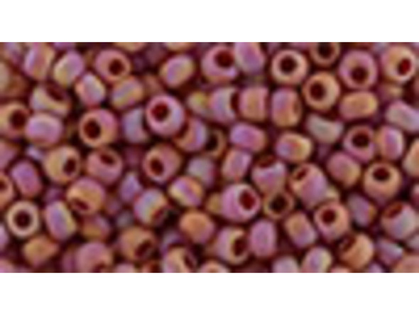 TOHO Glass Seed Bead, Size 8, 3mm, Opaque-Rainbow-Frosted Red (Tube)