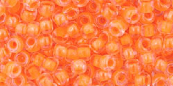 TOHO Glass Seed Bead, Size 8, 3mm, Luminous Neon Orange (tube)
