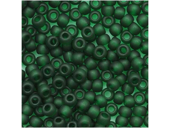 TOHO Glass Seed Bead, Size 8, 3mm, Transparent-Frosted Green Emerald (Tube)