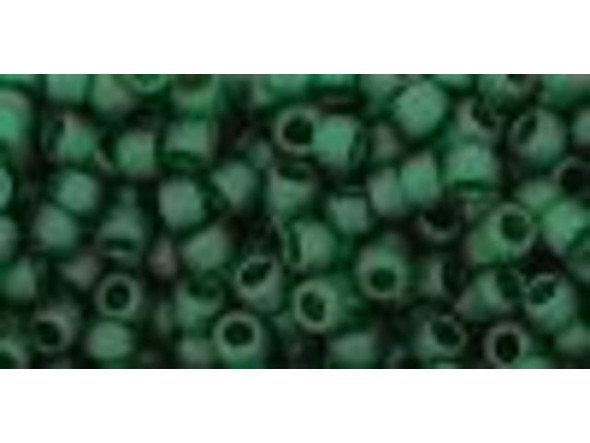 TOHO Glass Seed Bead, Size 8, 3mm, Transparent-Frosted Green Emerald (Tube)