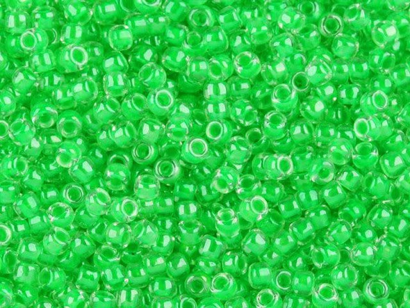 TOHO Glass Seed Bead, Size 8, 3mm, Luminous Neon Green (Tube)