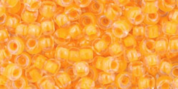 TOHO Glass Seed Bead, Size 8, 3mm, Luminous Neon Tangerine (tube)