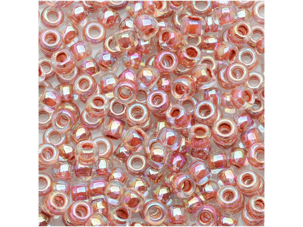 TOHO Glass Seed Bead, Size 8, 3mm, Inside-Color Rainbow Crystal/Sandstone-Lined (Tube)