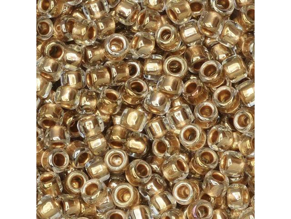 TOHO Glass Seed Bead, Size 8, 3mm, Gold-Lined Crystal (Tube)