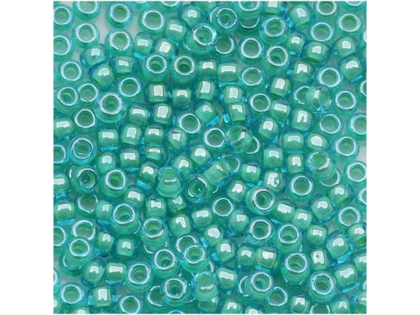 TOHO Glass Seed Bead, Size 8, 3mm, Inside-Color Aqua/Lt Jonquil-Lined (Tube)