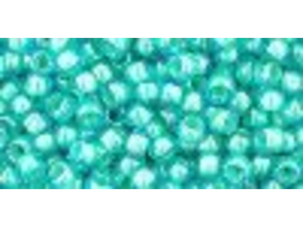 TOHO Glass Seed Bead, Size 8, 3mm, Inside-Color Aqua/Lt Jonquil-Lined (Tube)