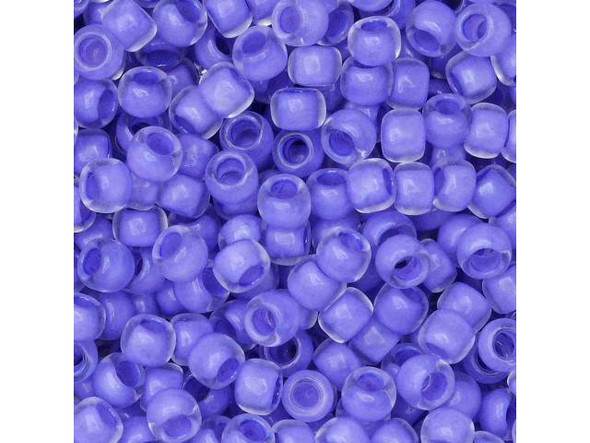 TOHO Glass Seed Bead, Size 8, 3mm, Inside-Color Crystal/Neon Purple-Lined (Tube)