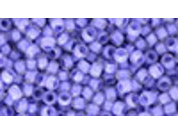 TOHO Glass Seed Bead, Size 8, 3mm, Inside-Color Crystal/Neon Purple-Lined (Tube)