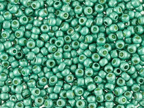 TOHO Glass Seed Bead, Size 8, 3mm, PermaFinish - Matte Galvanized Green Teal (Tube)