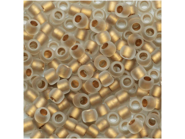 TOHO Glass Seed Bead, Size 8, 3mm, Gold-Lined Frosted Crystal (Tube)