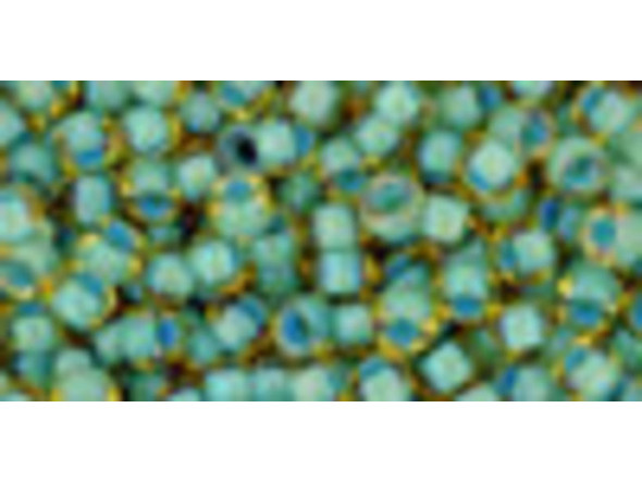 TOHO Glass Seed Bead, Size 8, 3mm, Inside-Color Rainbow Lt Topaz/Sea Foam-Lined (Tube)