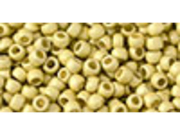 TOHO Glass Seed Bead, Size 8, 3mm, PermaFinish - Frosted Galvanized Yellow Gold (Tube)