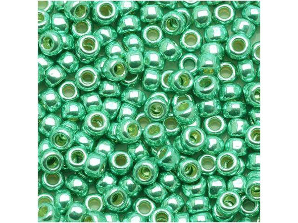 TOHO Glass Seed Bead, Size 8, 3mm, PermaFinish - Galvanized Green Tea (Tube)