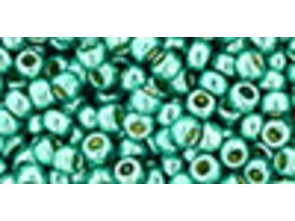 TOHO Glass Seed Bead, Size 8, 3mm, PermaFinish - Galvanized Green Tea (Tube)