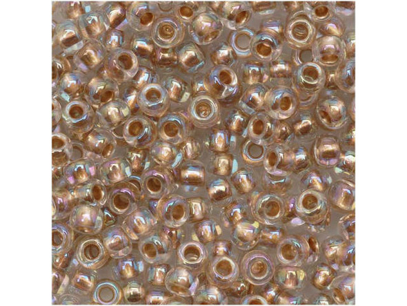 TOHO Glass Seed Bead, Size 8, 3mm, Gold-Lined Rainbow Crystal (Tube)