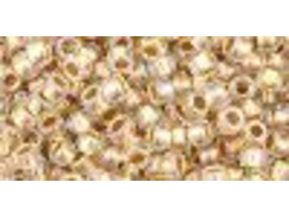 TOHO Glass Seed Bead, Size 8, 3mm, Gold-Lined Rainbow Crystal (Tube)