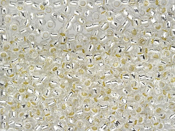 TOHO Glass Seed Bead, Size 8, 3mm, PermaFinish - Silver-Lined Crystal (Tube)