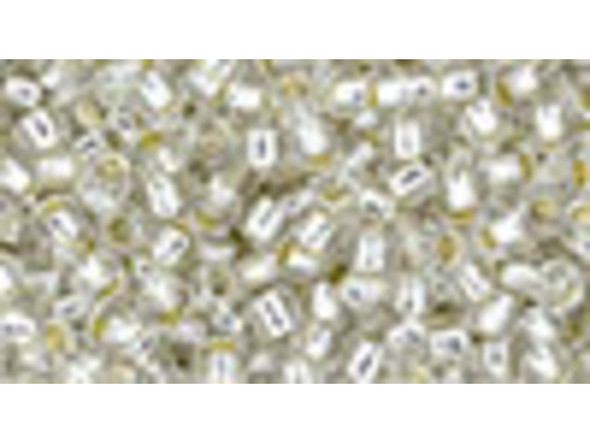 TOHO Glass Seed Bead, Size 8, 3mm, PermaFinish - Silver-Lined Crystal (Tube)