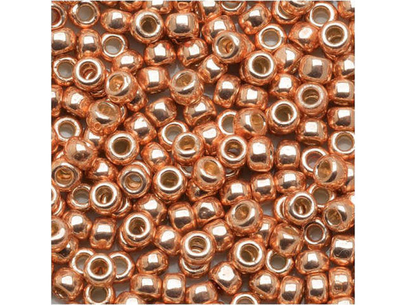 TOHO Glass Seed Bead, Size 8, 3mm, PermaFinish - Galvanized Rose Gold (Tube)