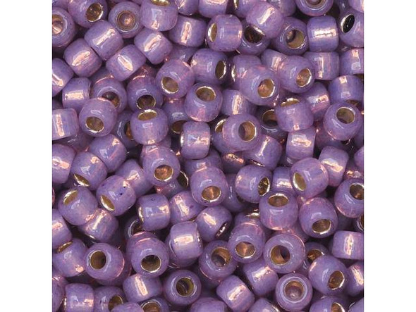 TOHO Glass Seed Bead, Size 8, 3mm, PermaFinish - Silver-Lined Milky Amethyst (Tube)