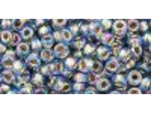 TOHO Glass Seed Bead, Size 8, 3mm, Gold-Lined Rainbow Lt Sapphire (Tube)