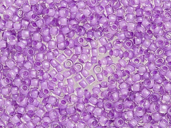 TOHO Glass Seed Bead, Size 8, 3mm, Inside-Color Crystal/Lilac-Lined (Tube)