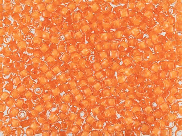 TOHO Glass Seed Bead, Size 8, 3mm, Inside-Color Crystal/Apricot-Lined (Tube)