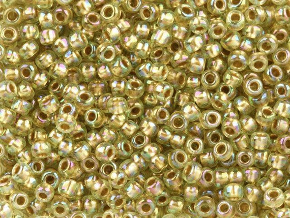 TOHO Glass Seed Bead, Size 8, 3mm, Gold-Lined Rainbow Lt Jonquil (Tube)