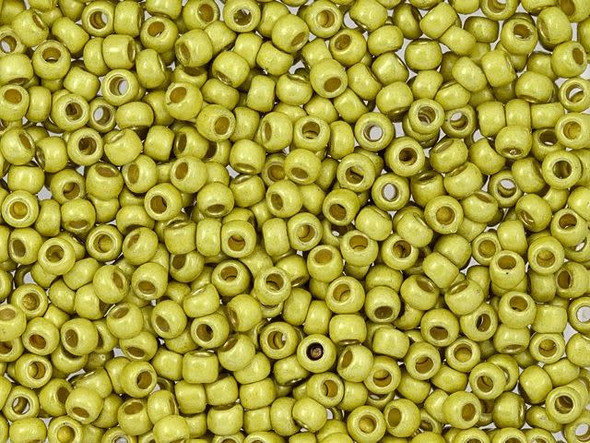 TOHO Glass Seed Bead, Size 8, 3mm, Permafinish - Matte Galvanized Lemon Gold (Tube)