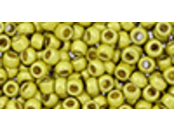 TOHO Glass Seed Bead, Size 8, 3mm, Permafinish - Matte Galvanized Lemon Gold (Tube)