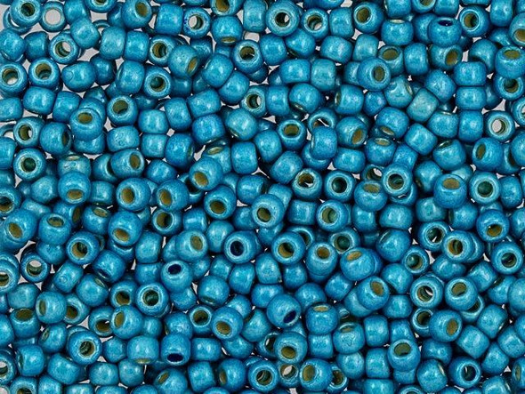 TOHO Glass Seed Bead, Size 8, 3mm, Permafinish - Matte Galvanized Aqua Sky (Tube)