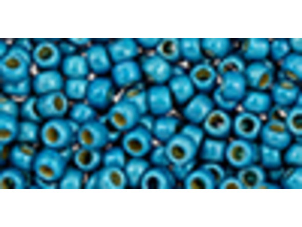 TOHO Glass Seed Bead, Size 8, 3mm, Permafinish - Matte Galvanized Aqua Sky (Tube)