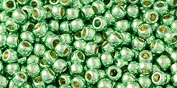 TOHO Glass Seed Bead, Size 8, 3mm, PermaFinish - Galvanized Mint Green (tube)