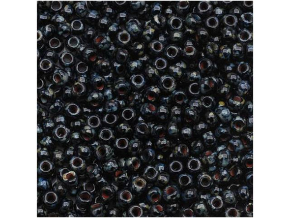 TOHO Glass Seed Bead, Size 8, 3mm, HYBRID Jet Picasso (Tube)