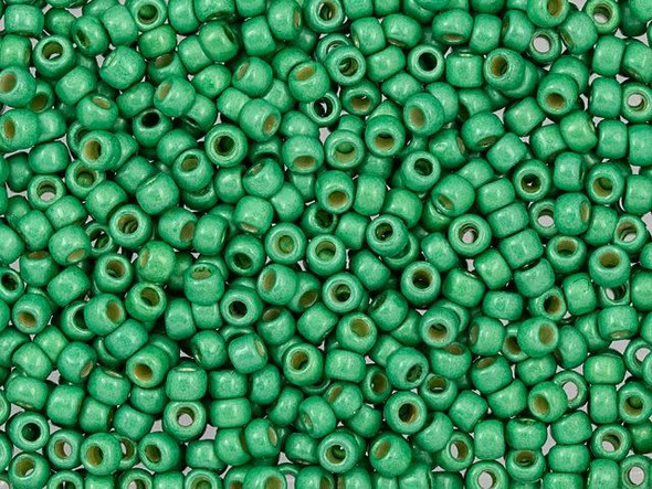 TOHO Glass Seed Bead, Size 8, 3mm, Permafinish - Matte Galvanized Spring Green (Tube)