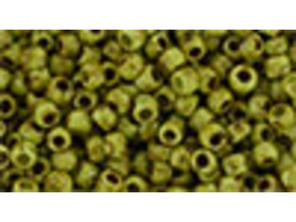 TOHO Glass Seed Bead, Size 8, 3mm, HYBRID Sour Apple Picasso (Tube)