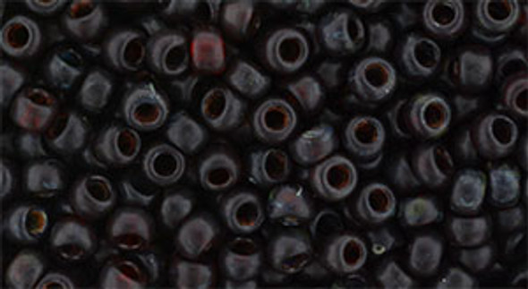 TOHO Glass Seed Bead, Size 8, 3mm, HYBRID Transparent Frosted Siam Ruby - Picasso (tube)