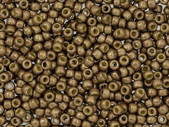 TOHO Glass Seed Bead, Size 8, 3mm, Permafinish - Matte Galvanized Almond (Tube)