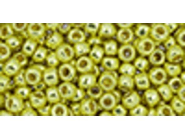 TOHO Glass Seed Bead, Size 8, 3mm, Permafinish - Galvanized Lemon Gold (Tube)