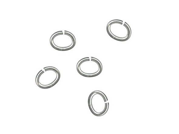 White Plated Jump Ring, Oval, 3x4mm (ounce)