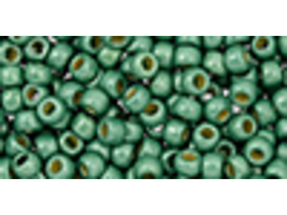TOHO Glass Seed Bead, Size 8, 3mm, Permafinish - Matte Galvanized Jade Green (Tube)