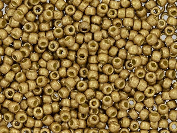 TOHO Glass Seed Bead, Size 8, 3mm, Permafinish - Matte Galvanized Golden Fleece (Tube)
