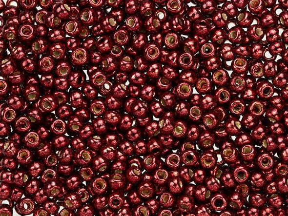 TOHO Glass Seed Bead, Size 8, 3mm, PermaFinish - Galvanized Brick Red (Tube)