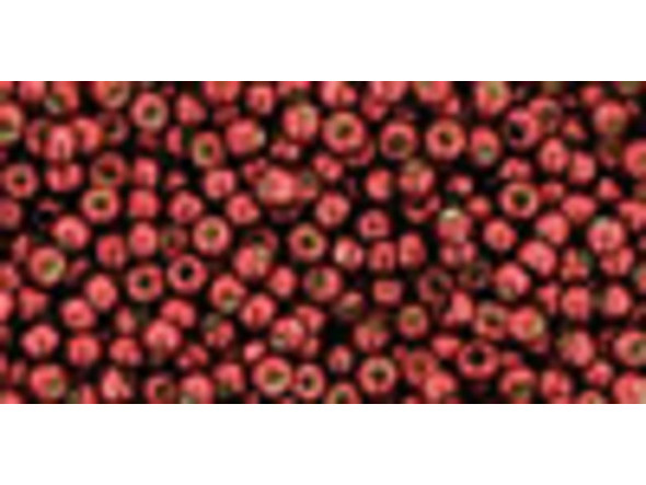 TOHO Glass Seed Bead, Size 8, 3mm, PermaFinish - Galvanized Brick Red (Tube)