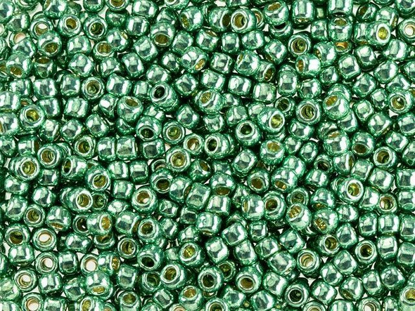TOHO Glass Seed Bead, Size 8, 3mm, Permafinish - Galvanized Jade Green (Tube)