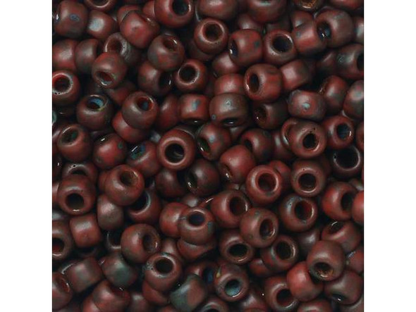 TOHO Glass Seed Bead, Size 8, 3mm, HYBRID Frosted Pepper Red Picasso (Tube)